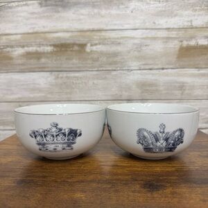 (2) Mitchell Black Chicago Royal Porcelain Crown  Small Servingware Bowl 4.5”